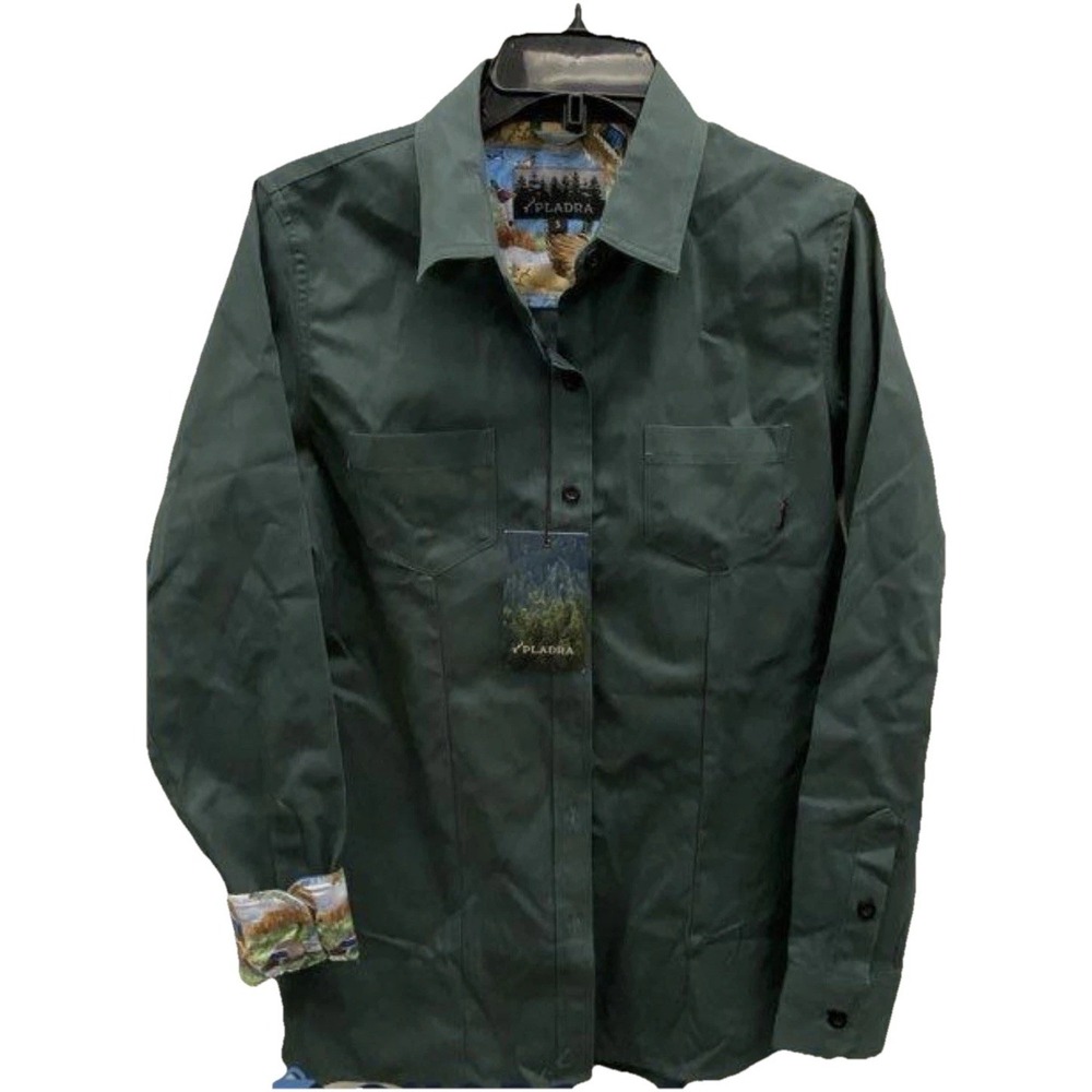 NWT Pladra Women's Fir Green Pincord Leon Button Up Shirt - Size S Outdoorsy